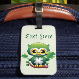 Étiquette À Bagage Bébé Hibou Mignon St Patrick Dessin Animé