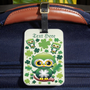 Étiquette À Bagage Bébé Hibou Mignon St Patrick Dessin Animé