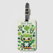 Étiquette À Bagage Bébé Hibou Mignon St Patrick Dessin Animé (Devant Vertical)