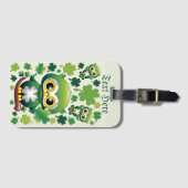 Étiquette À Bagage Bébé Hibou Mignon St Patrick Dessin Animé (Devant Horizontal)