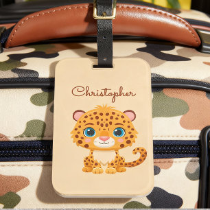Étiquette À Bagage Bébé léopard mignon animaux de safari enfants