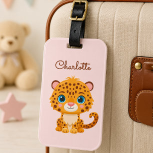 Étiquette À Bagage Bébé léopard mignon animaux de safari pour enfants
