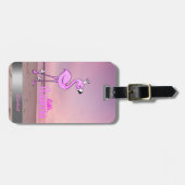 Étiquette À Bagage Bébé mignon Flamant rose Beach coucher de soleil (Devant horizontal)