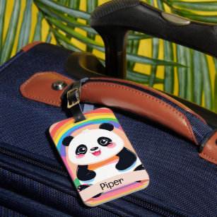 Étiquette À Bagage Bébé mignon Panda arc-en-ciel