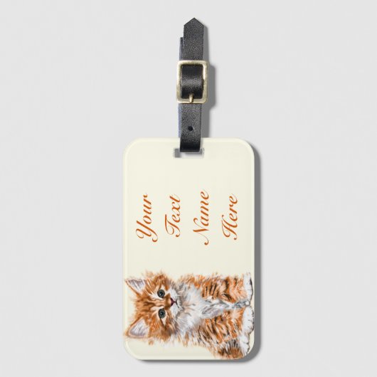 Étiquette À Bagage Bébé mignonne Chat Bagage Balise Nom du texte pers (Devant Vertical)