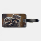 Étiquette À Bagage Bébé Raccoons se blottit dans la neige tombante (Dos horizontal)