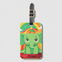 Bébé vert mignon éléphant arc-en-ciel Nom personna
