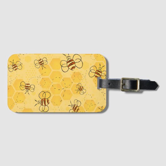 Étiquette À Bagage Bee Buzzing Honey Bees mignonne (Devant Horizontal)