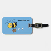 Étiquette À Bagage Beezness Bee, Fatigué Stress Bee Holding Porte-doc (Devant horizontal)