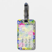 Étiquette À Bagage Bégonia d'orchidée et monogramme des palmettes | (Dos Vertical)