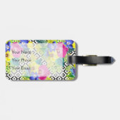 Étiquette À Bagage Bégonia d'orchidée et monogramme des palmettes | (Dos horizontal)