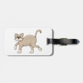 Étiquette À Bagage Beige Cat Drawing with Green Eyes (Dos horizontal)