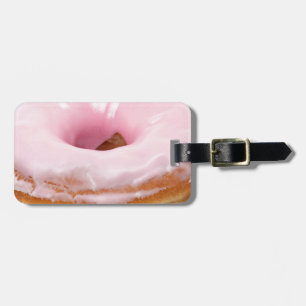 Étiquette À Bagage Beignet givré par rose de nourriture de dessert de