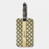 Étiquette À Bagage Bel or élégant et symétrique noir (Dos Vertical)