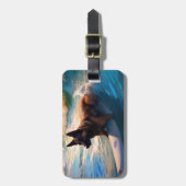 Étiquette À Bagage Belge Shepherd Beach Surf Peinture (Devant Vertical)