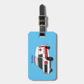 Étiquette À Bagage Belle ambulance rouge caricature van (Devant Vertical)