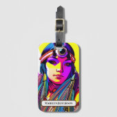 Étiquette À Bagage Belle Américaine Autochtone. Nom modifiable. (Devant Vertical)