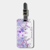 Étiquette À Bagage Belle Aquarelle Fleurie Violet Élégante (Devant Vertical)