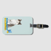 Étiquette À Bagage Belle aquarelle Ukraine Chat et Papillon (Devant Horizontal)