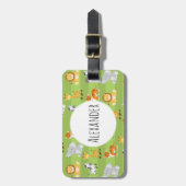Étiquette À Bagage Belle Bande Verte Safari Jungle Animaux (Devant Vertical)