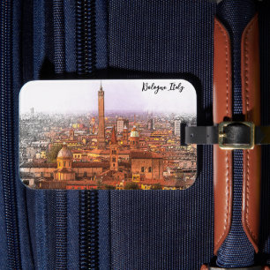 Étiquette À Bagage Belle Bologne Italie Panorama