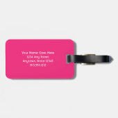 Étiquette À Bagage Belle fleur rose rose photo nom personnalisé (Dos horizontal)