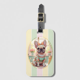 Étiquette À Bagage Belle French Bulldog Pastel Lines Cottagecore