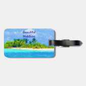 Étiquette À Bagage Belle île tropicale aux Maldives (Dos horizontal)