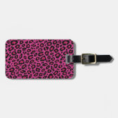 Étiquette À Bagage Belle parties scintillant léopard rose chaud brill (Devant horizontal)