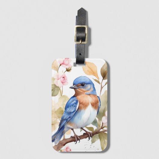 Étiquette À Bagage Belle peinture à l'aquarelle de Bluebird (Devant Vertical)