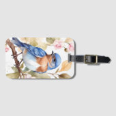 Étiquette À Bagage Belle peinture à l'aquarelle de Bluebird (Devant Horizontal)