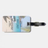 Étiquette À Bagage Belle plage tropicale avec bateau à rames (Dos horizontal)