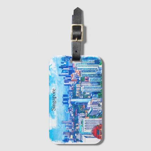 Étiquette À Bagage Belle Singapour Asie Panorama Vue (Devant Vertical)