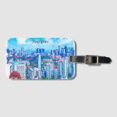 Étiquette À Bagage Belle Singapour Asie Panorama Vue (Devant Horizontal)