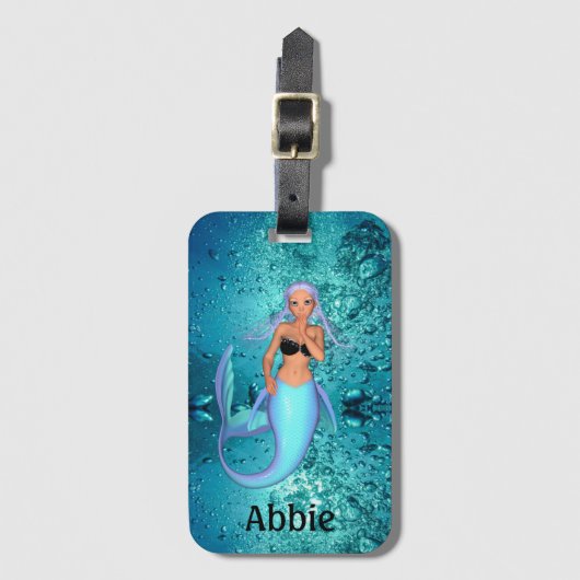 Étiquette À Bagage Belle Sirène Sous Eau Personnalisée (Devant Vertical)
