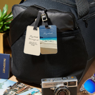 Étiquette À Bagage Belle Turquoise Bleue Mer Tropicale Photographie