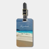 Étiquette À Bagage Belle Turquoise Bleue Mer Tropicale Photographie (Devant Vertical)