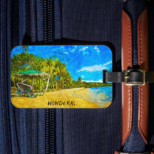 Étiquette À Bagage Belle vue océan Honduras Peinture à huile