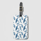 Étiquette À Bagage Belles baleines bleues et étiquette de bagage de (Devant Vertical)