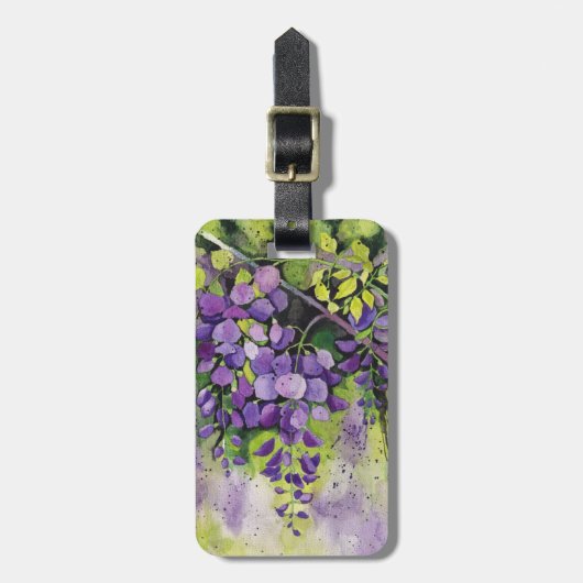 Étiquette À Bagage Belles Fleurs De Wisteria En Aquarelle (Devant Vertical)