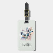 Étiquette À Bagage Belles papillons et fleurs (Devant Vertical)