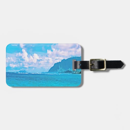 Étiquette À Bagage Belles vagues turquoise de l'océan (Devant horizontal)