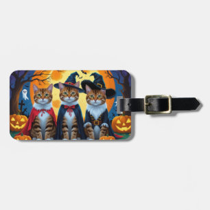 Étiquette À Bagage Bengal Chats Citrouille Halloween drôle