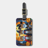 Étiquette À Bagage Bengal Chats Citrouille Halloween drôle (Devant Vertical)