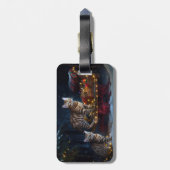 Étiquette À Bagage Bengale Chat Snowy Sleigh Ride Décor de Noël (Dos Vertical)