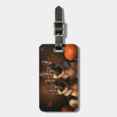 Étiquette À Bagage Berger Allemand Chiot Citrouille d'automne (Devant Vertical)