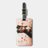 Étiquette À Bagage Berger australien avec Rose - Saint Valentin (Devant Vertical)