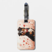 Étiquette À Bagage Berger australien avec Rose - Saint Valentin (Dos Vertical)