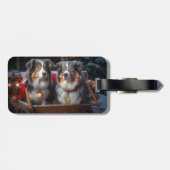 Étiquette À Bagage Berger Australien Sleigh enneigé Décoration de Noë (Dos horizontal)