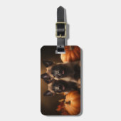 Étiquette À Bagage Berger belge Chiot Automne Citrouille de plaisir (Devant Vertical)